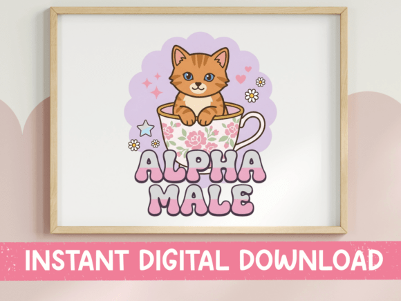 Alpha Male Cat Teacup Kawaii SVG