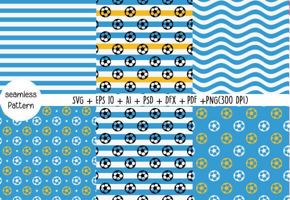 Argentina Soccer Stripe Pattern SVG Set