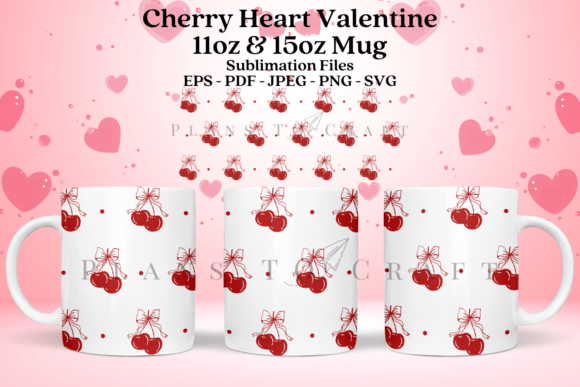 Cherry Heart Valentine 11 15oz Mug Wrap