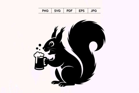 Cute Squirrel Holding Beer Mug Icon