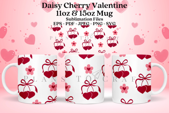 Daisy Cherry Valentine 11 15oz Mug Wrap