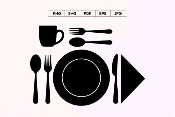 Dining Table Cutlery Plate Mug Napkin