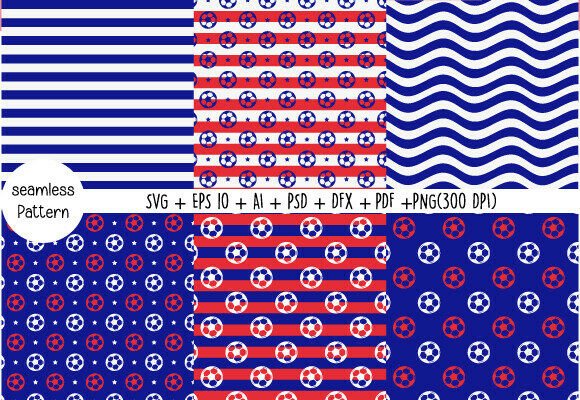 France Soccer Stripe Pattern SVG Bundle