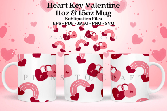 Heart Key Valentine Mug Wrap SVG