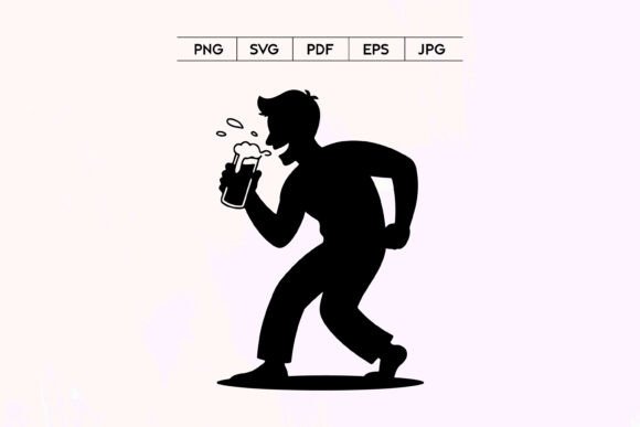Man Drinking Beer Mug Silhouette