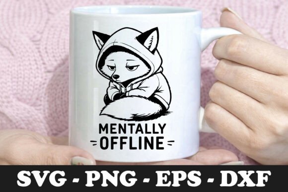 Mentally Offline Hooded Fox SVG Mug